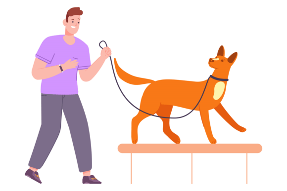 Active Pet Training. Dog Park Color Scen