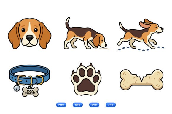 Beagle Dog Clipart Icons