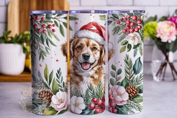Christmas Golden Dog 20oz Tumbler Wrap