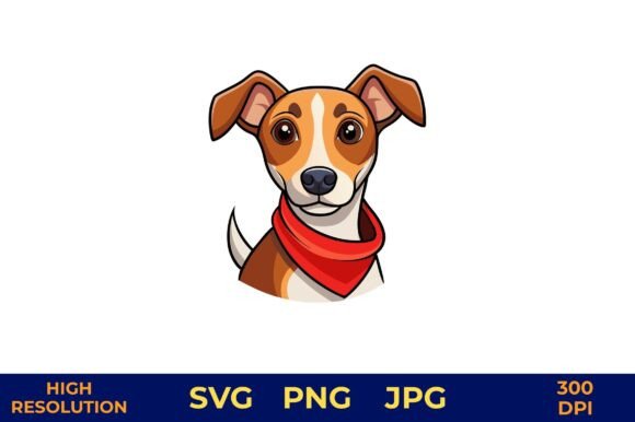Cute Cartoon Dog with Red Neckerchief