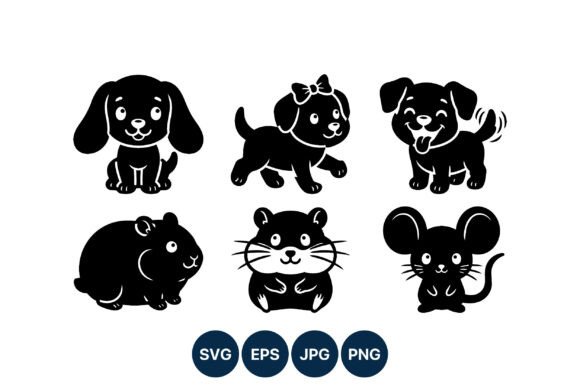 Cute Dog and Hamster Vector Art