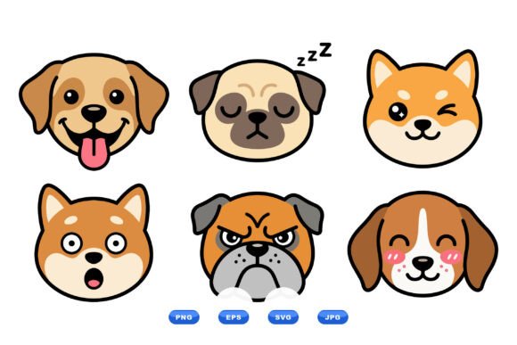 Cute Dog Faces Clipart Pack