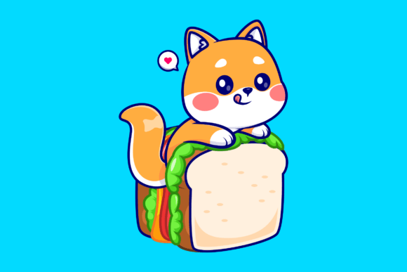 Cute Shiba Inu Dog Sandwich Cartoon