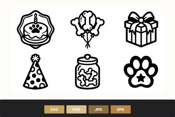 Dog Birthday Party Icons