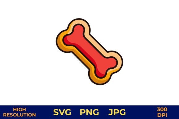 Dog Bone Vector in Bold Red and Gold