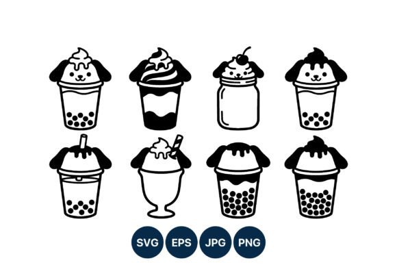 Dog Bubble Tea Milkshake Vector Art