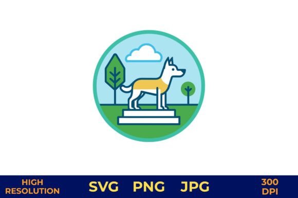 Dog in Park Vector Illustration