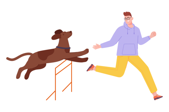 Dog Jumping Barriers Training. Animal Ra