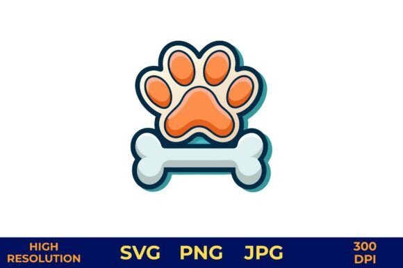 Dog Paw Clutching Bone Vector Art