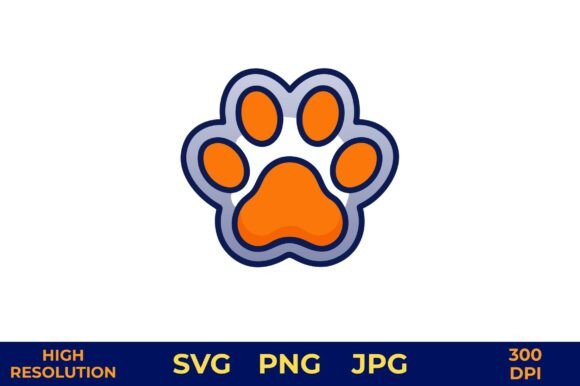 Dog Paw Vector Clipart with Thick