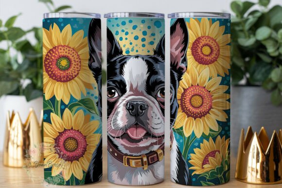 Dog Sunflower Floral 20oz Tumbler Wrap
