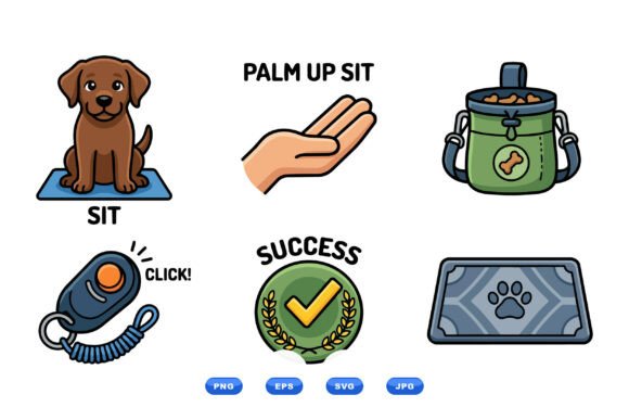 Dog Training Icon Clipart Set