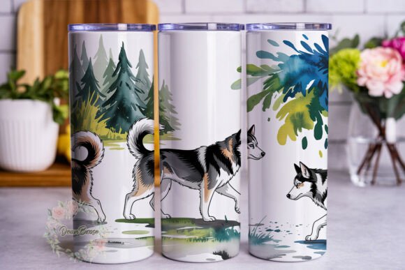 Husky Dog Watercolor Forest 20oz Tumbler