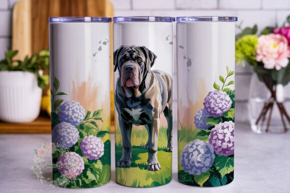 Mastiff Dog Lilac Floral 20oz Tumbler