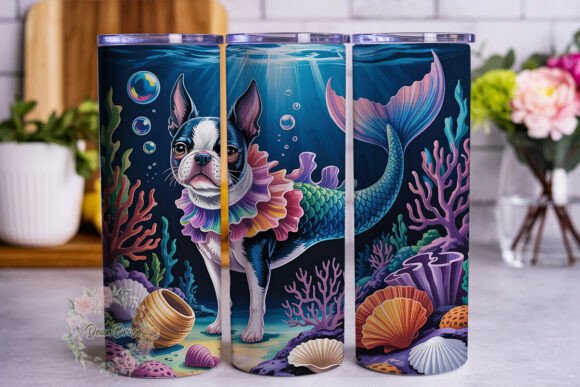 Mermaid Dog Ocean Tumbler Wrap