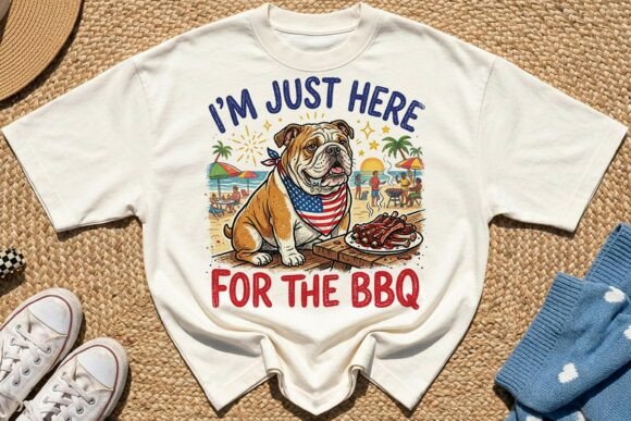 Patriotic Summer English Bulldog Dog PNG