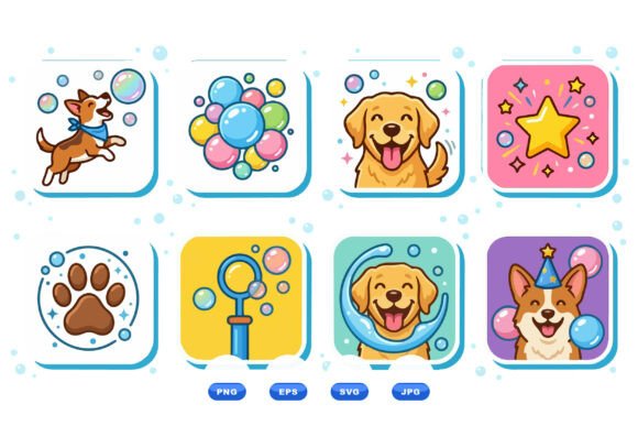 Playful Dog Bubble Clipart