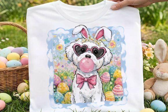 Preppy Easter Bichon Frise Dog Png