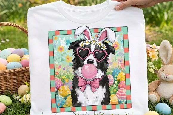 Preppy Easter Border Collie Dog Png
