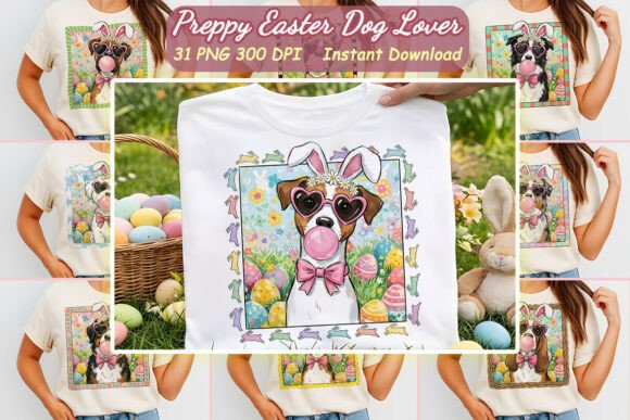 Preppy Easter Dog Lover Sublimation Png