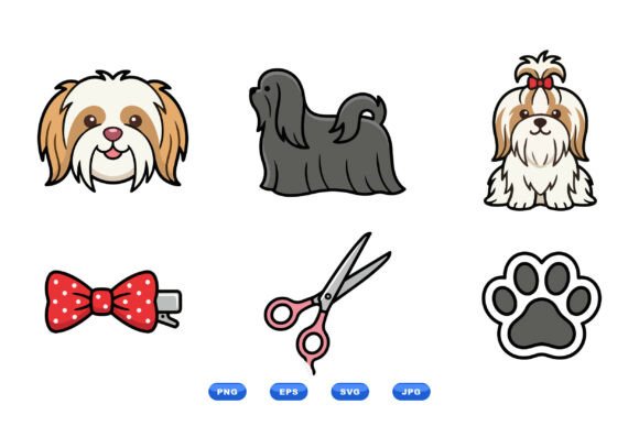Shih Tzu Dog Clipart Icons