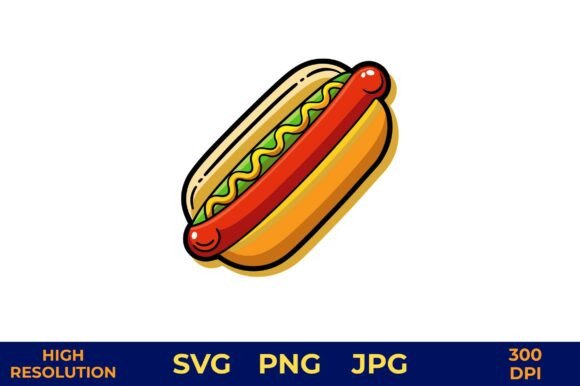 Vector Hot Dog with Mustard and Ketchup