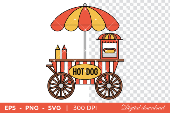 Vintage Hot Dog Food Cart Street Vendor