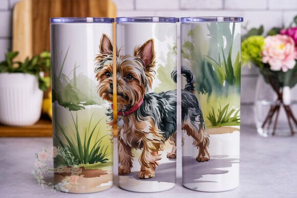 Watercolor Yorkie Dog 20oz Tumbler Wrap