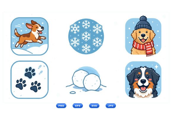 Winter Dog Icon Clipart Pack